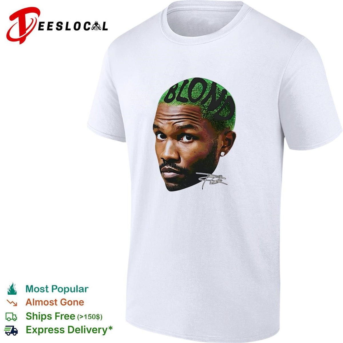Frank Ocean Blonde portrait caricature music graphic shirt
