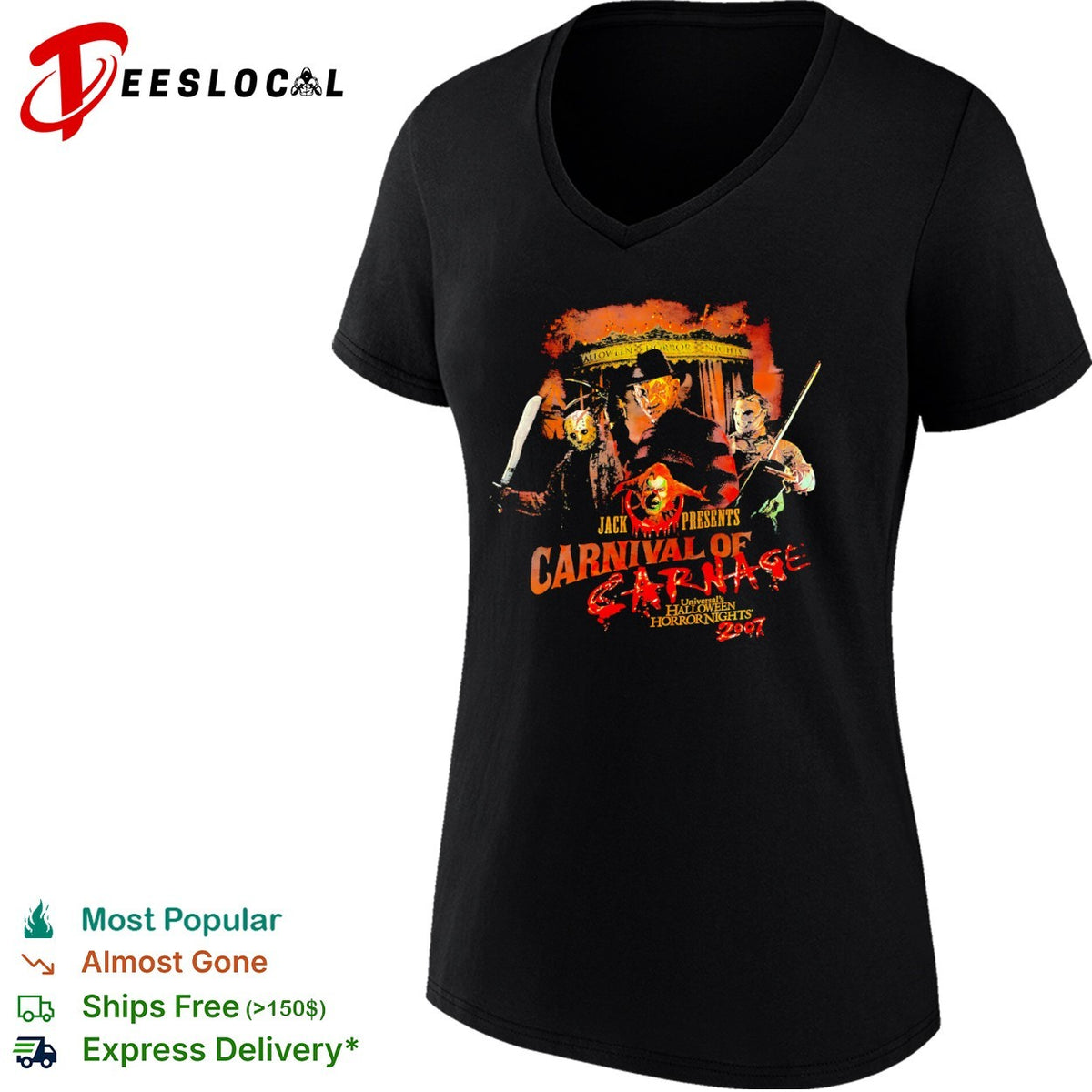 Freddy Krueger Jason Voorhees Leatherface Jack Halloween Horror Nights 2007 shirt