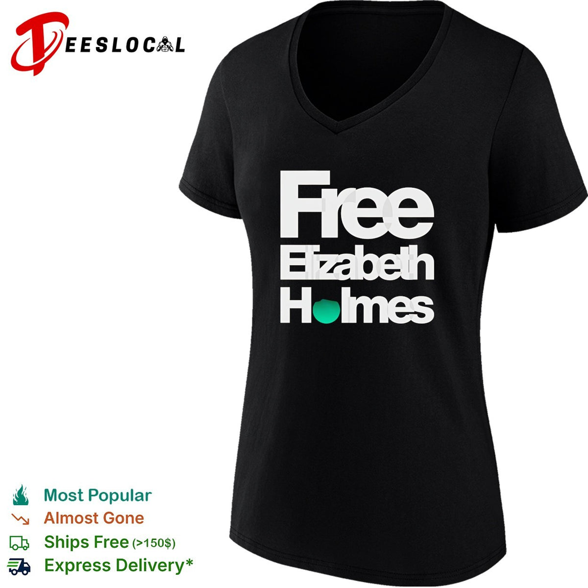 Free Elizabeth Holmes Theranos fraud text graphic shirt