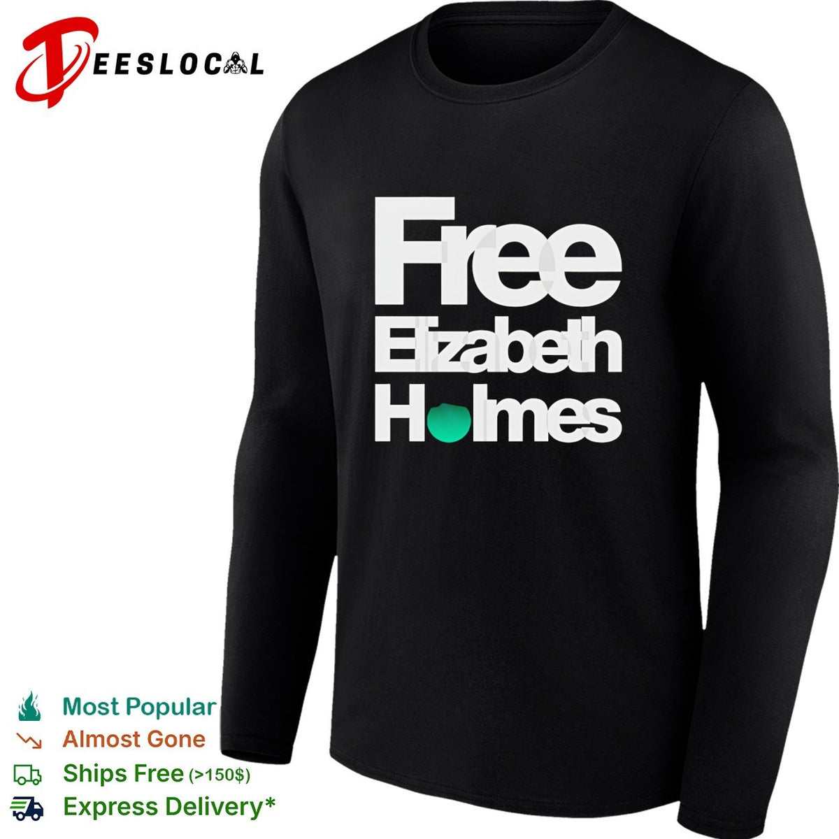 Free Elizabeth Holmes Theranos fraud text graphic shirt