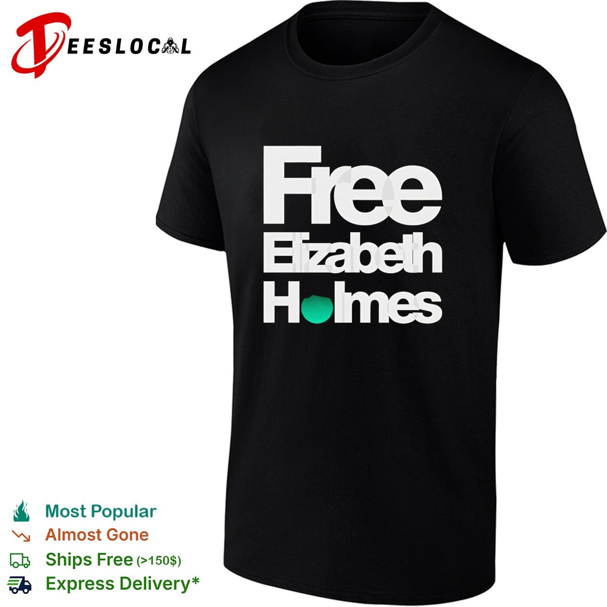 Free Elizabeth Holmes Theranos fraud text graphic shirt