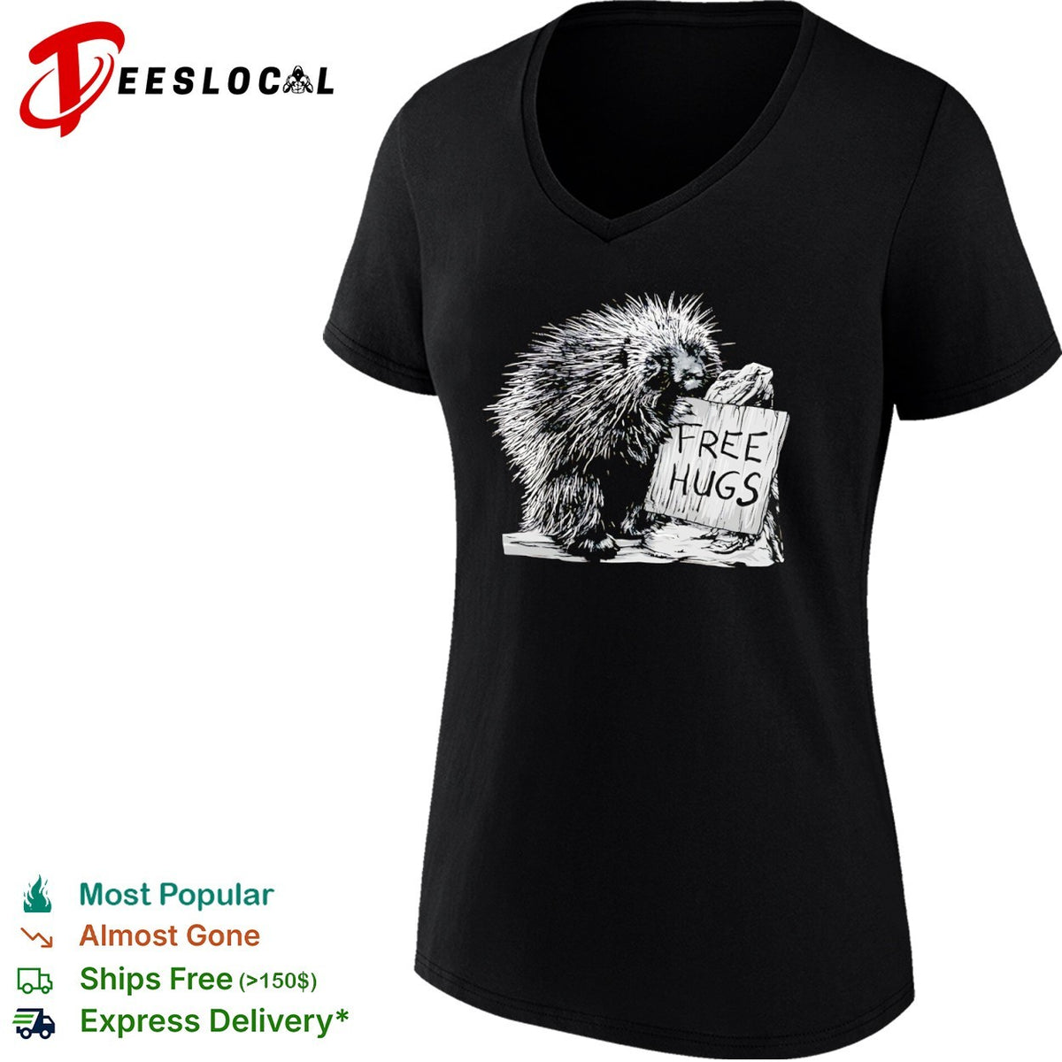 Free Hugs Porcupine Nature Wildlife Wilderness Forest Animal shirt