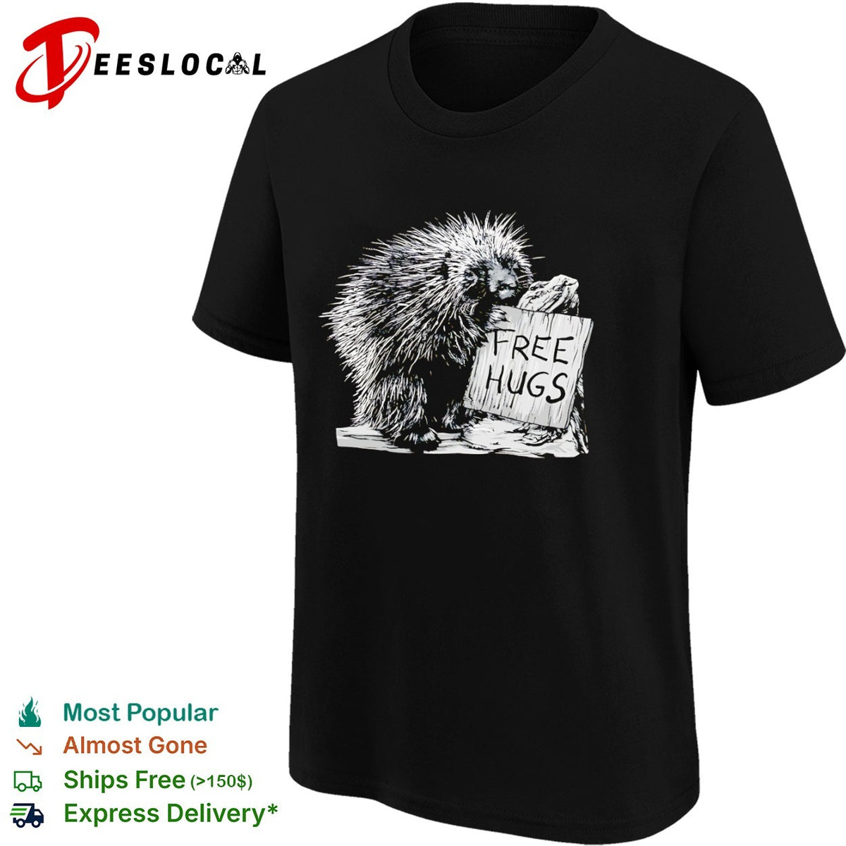 Free Hugs Porcupine Nature Wildlife Wilderness Forest Animal shirt
