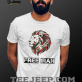 Free Iran Lion and Broken Chains Activism Graphic Cotton T Shirt