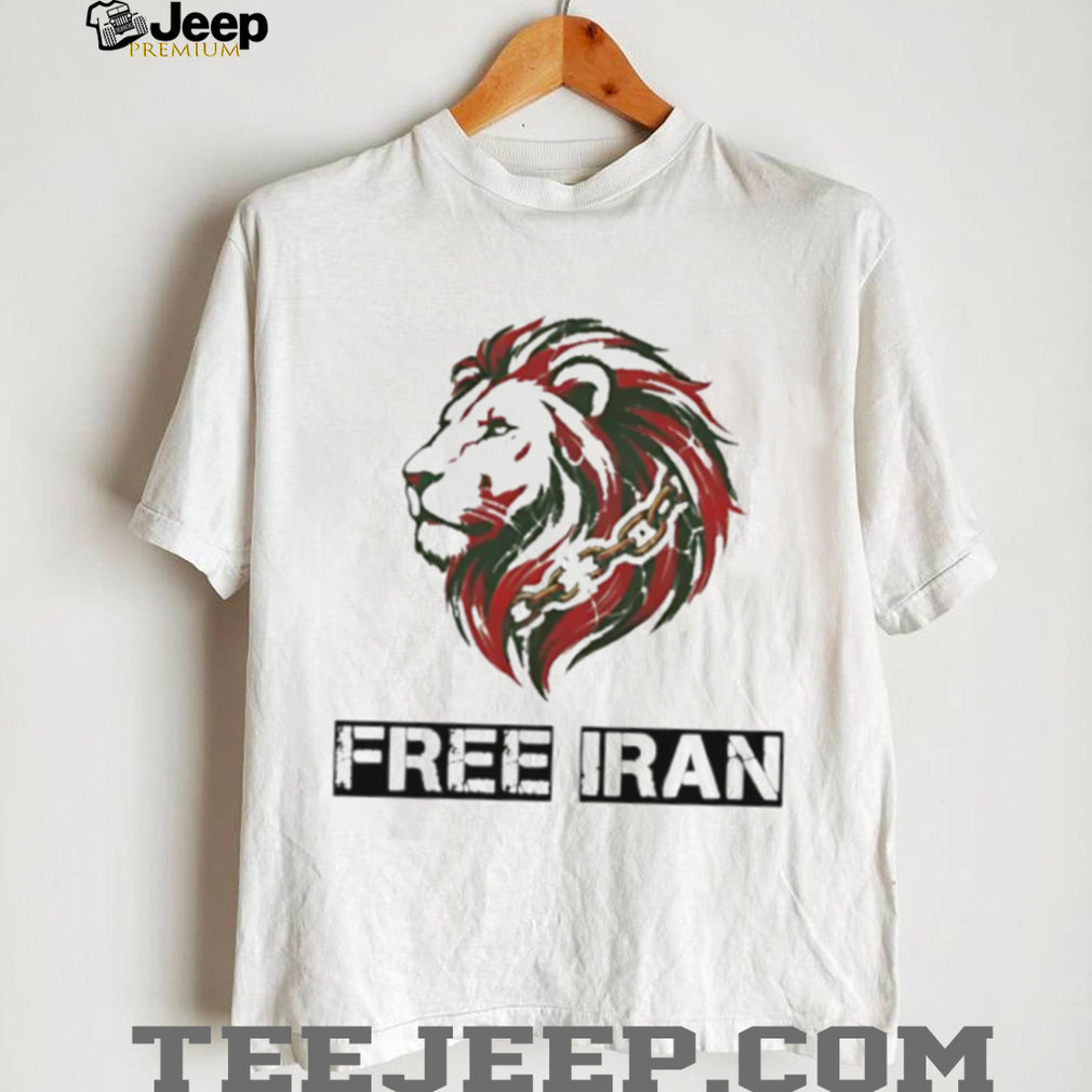 Free Iran Lion and Broken Chains Activism Graphic Cotton T Shirt