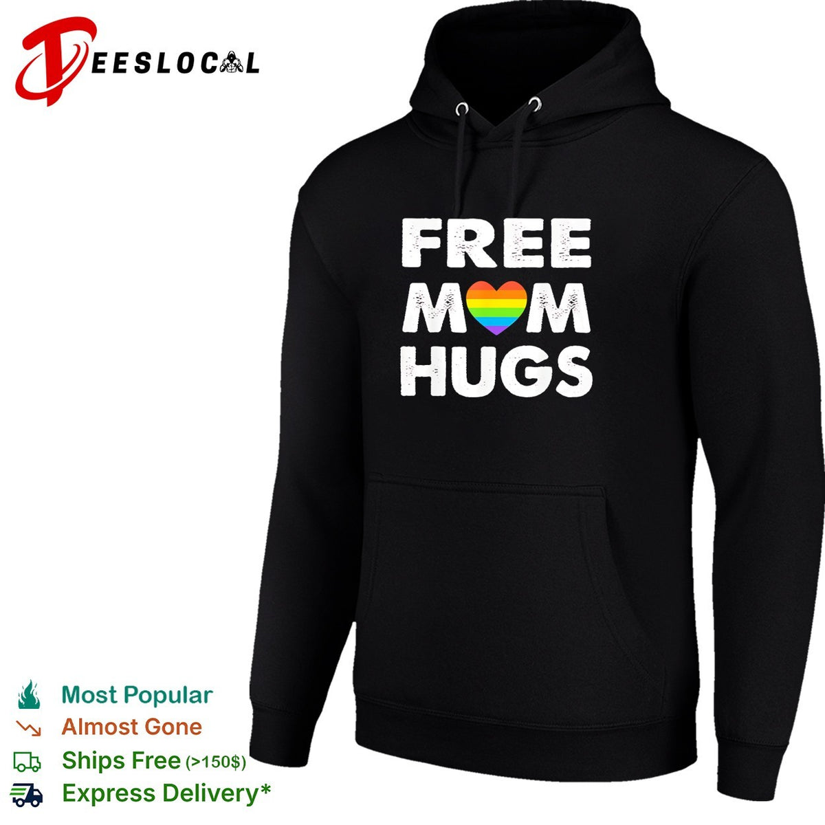 Free Mom Hugs rainbow heart pride movement inclusive love and support shirt
