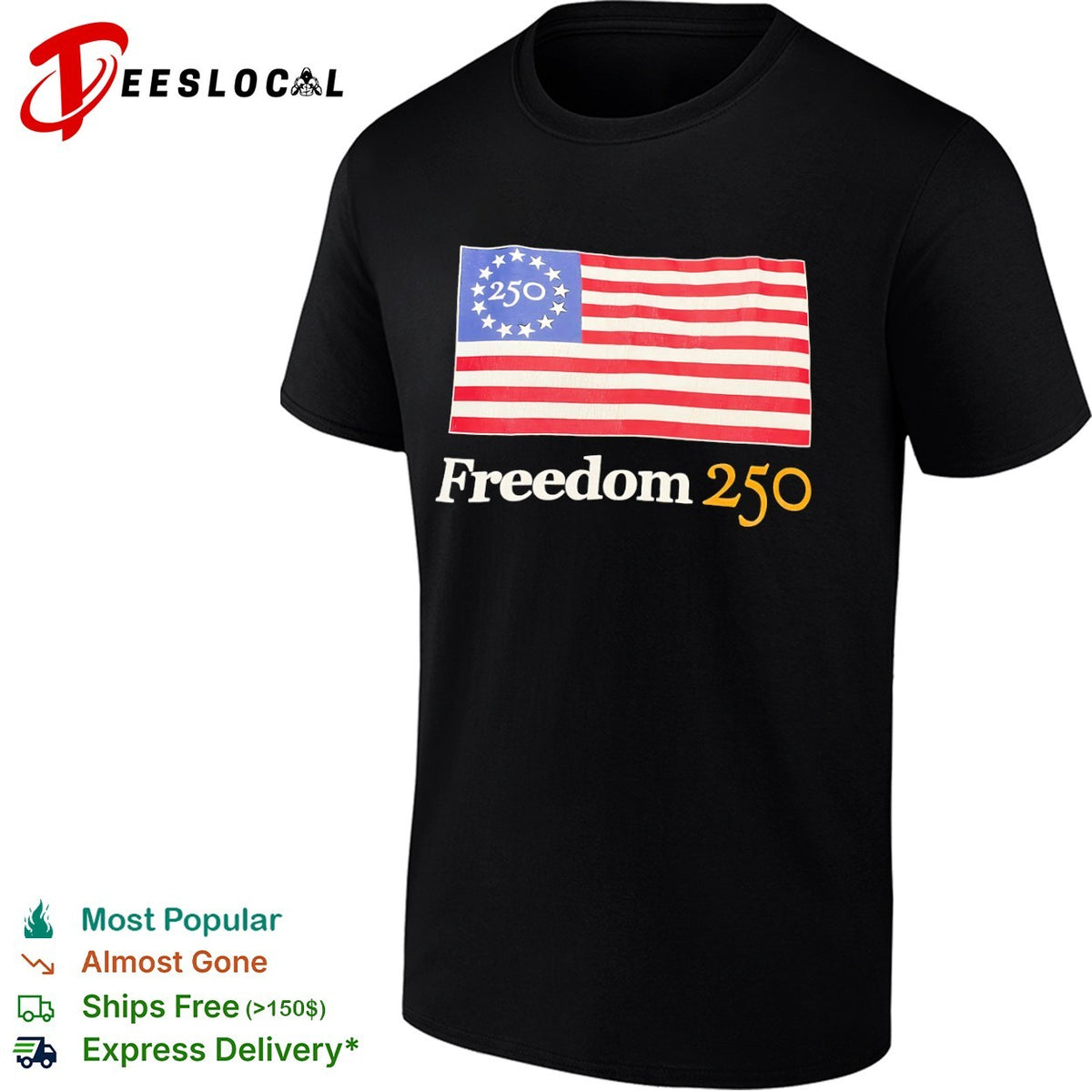 Freedom 250 American flag 1776 2026 shirt