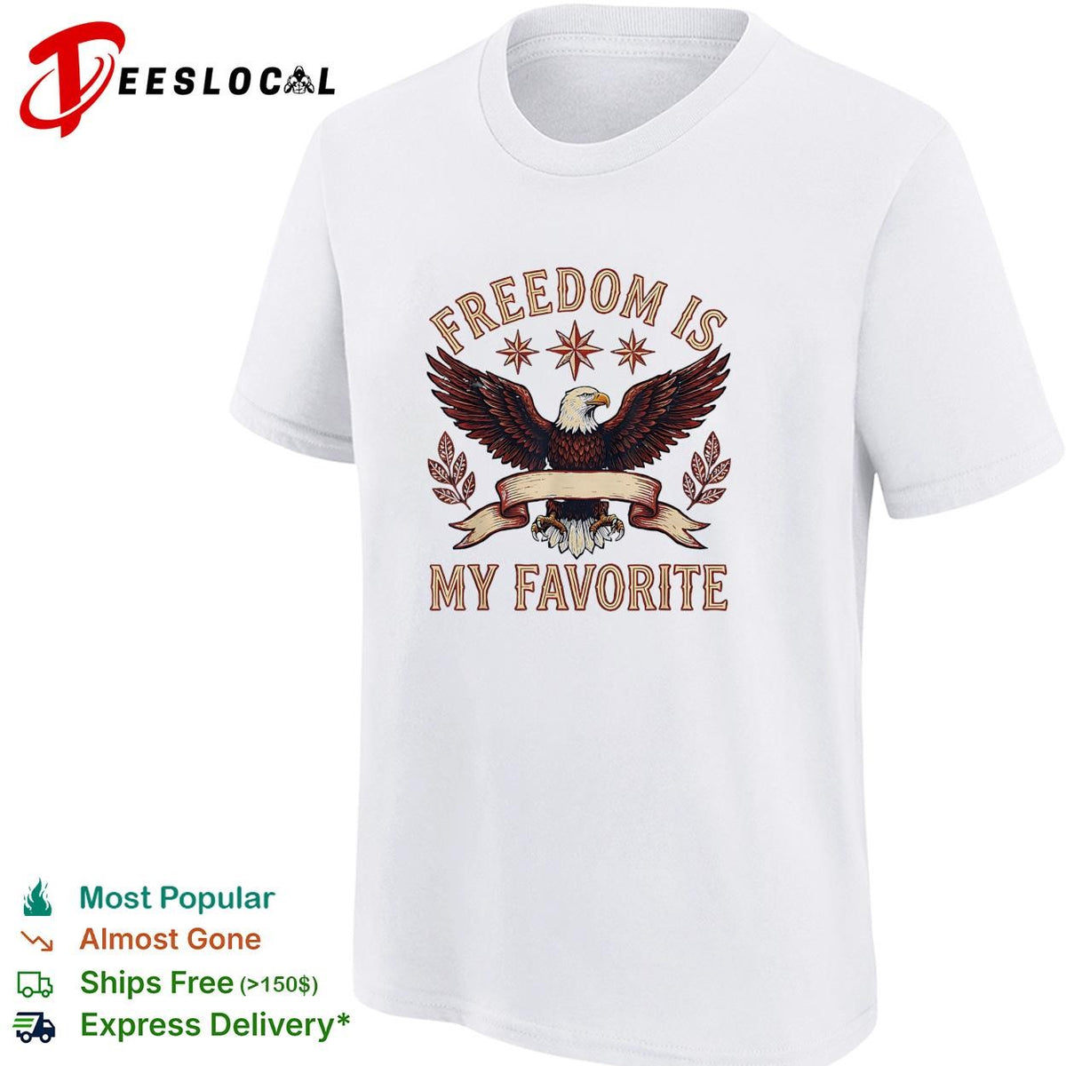 Freedom is my favorite eagle patriotic Chicago stars graphic shirt
