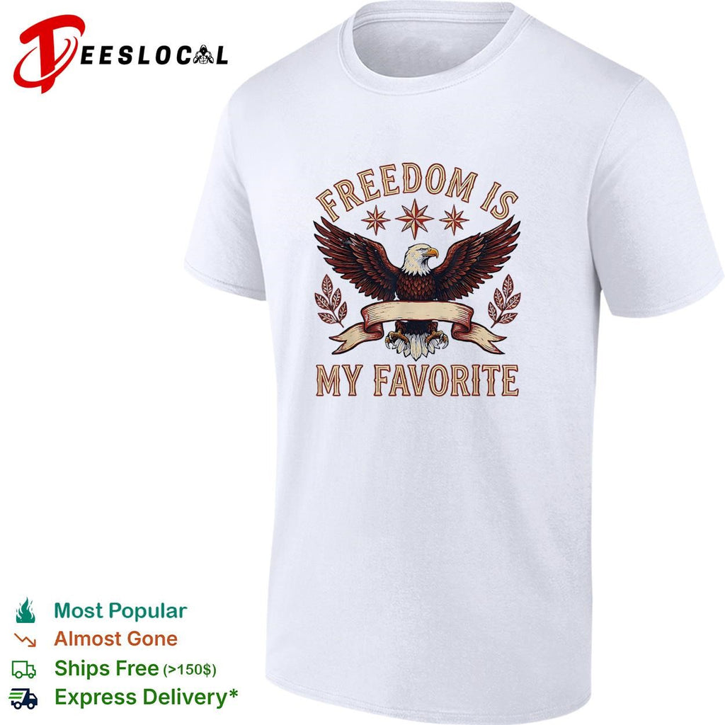 Freedom is my favorite eagle patriotic Chicago stars graphic shirt