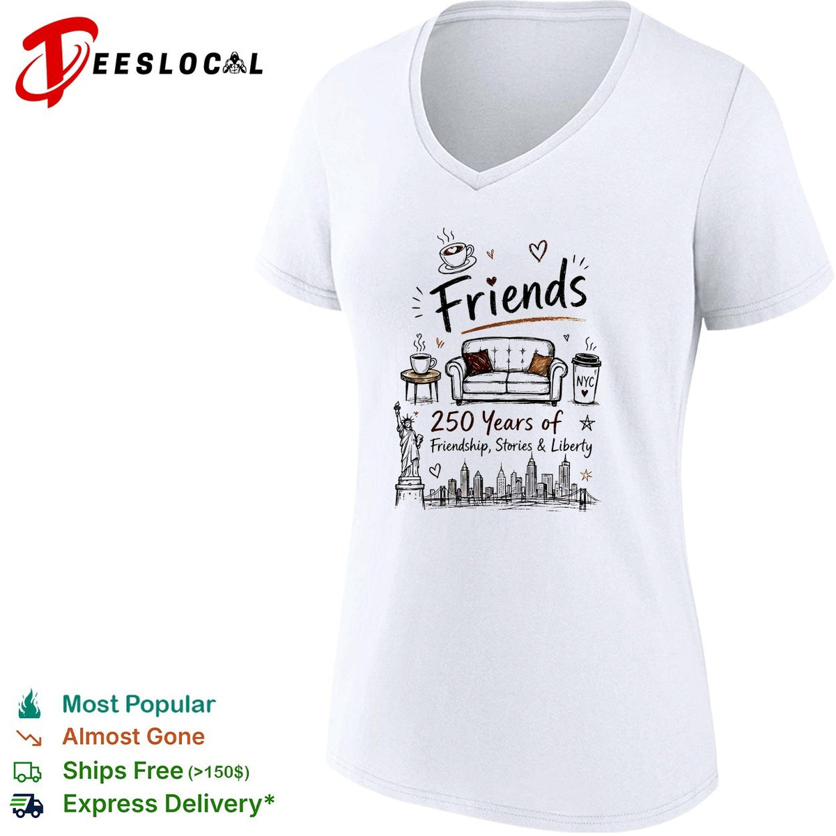 Friends parody 250 years of friendship stories and liberty NYC skyline shirt