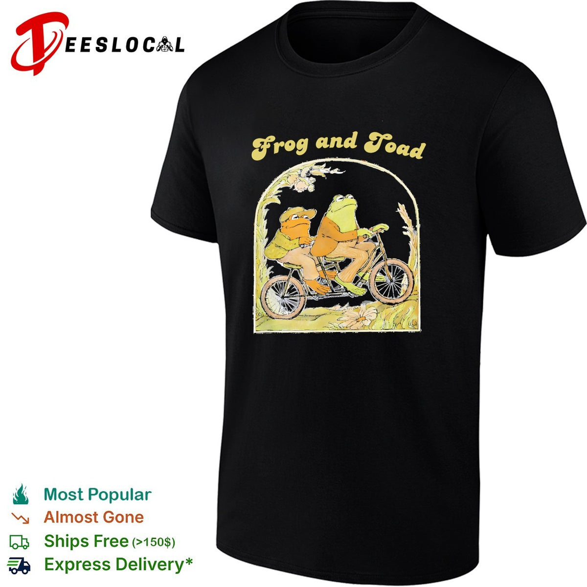 Frog and Toad on a tandem bicycle illustration classic children book story shirt