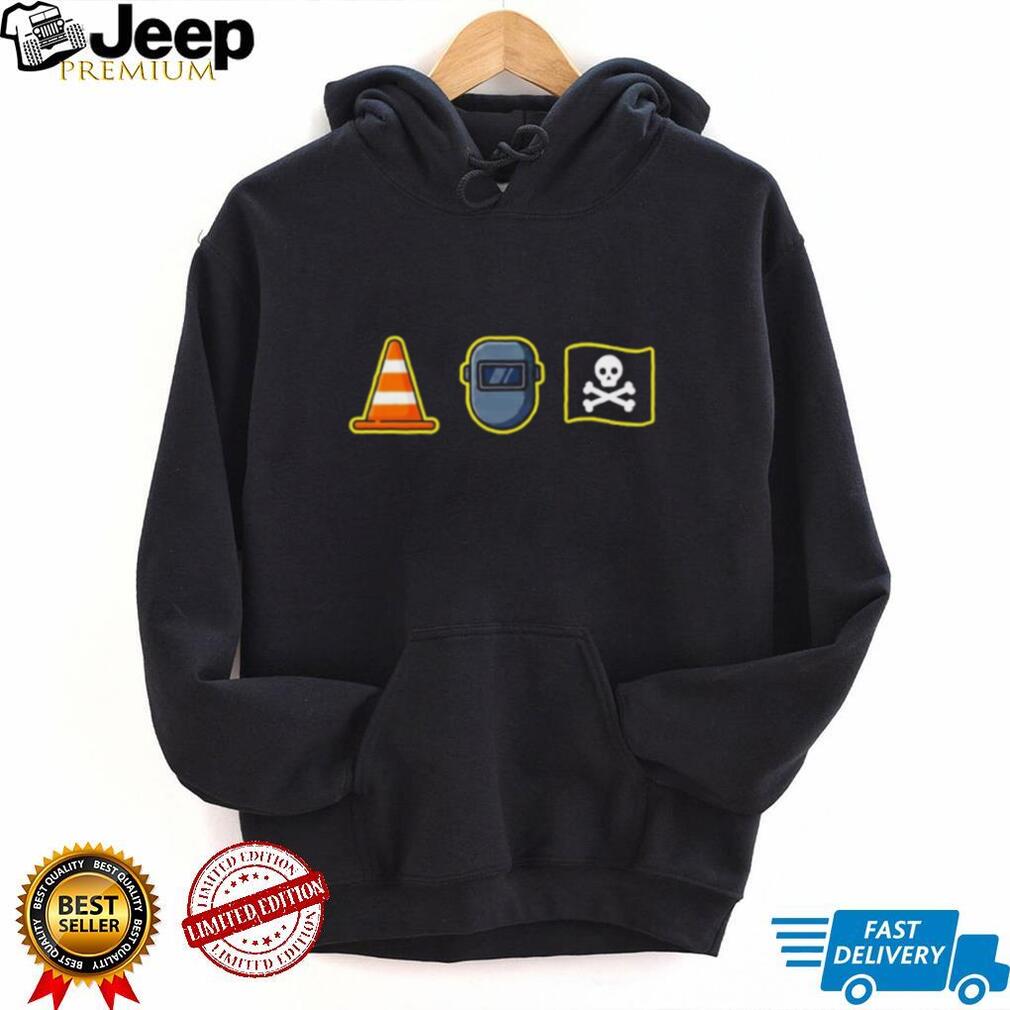 Funny Construction Icons Traffic Cone Welding Mask Pirate T Shirt