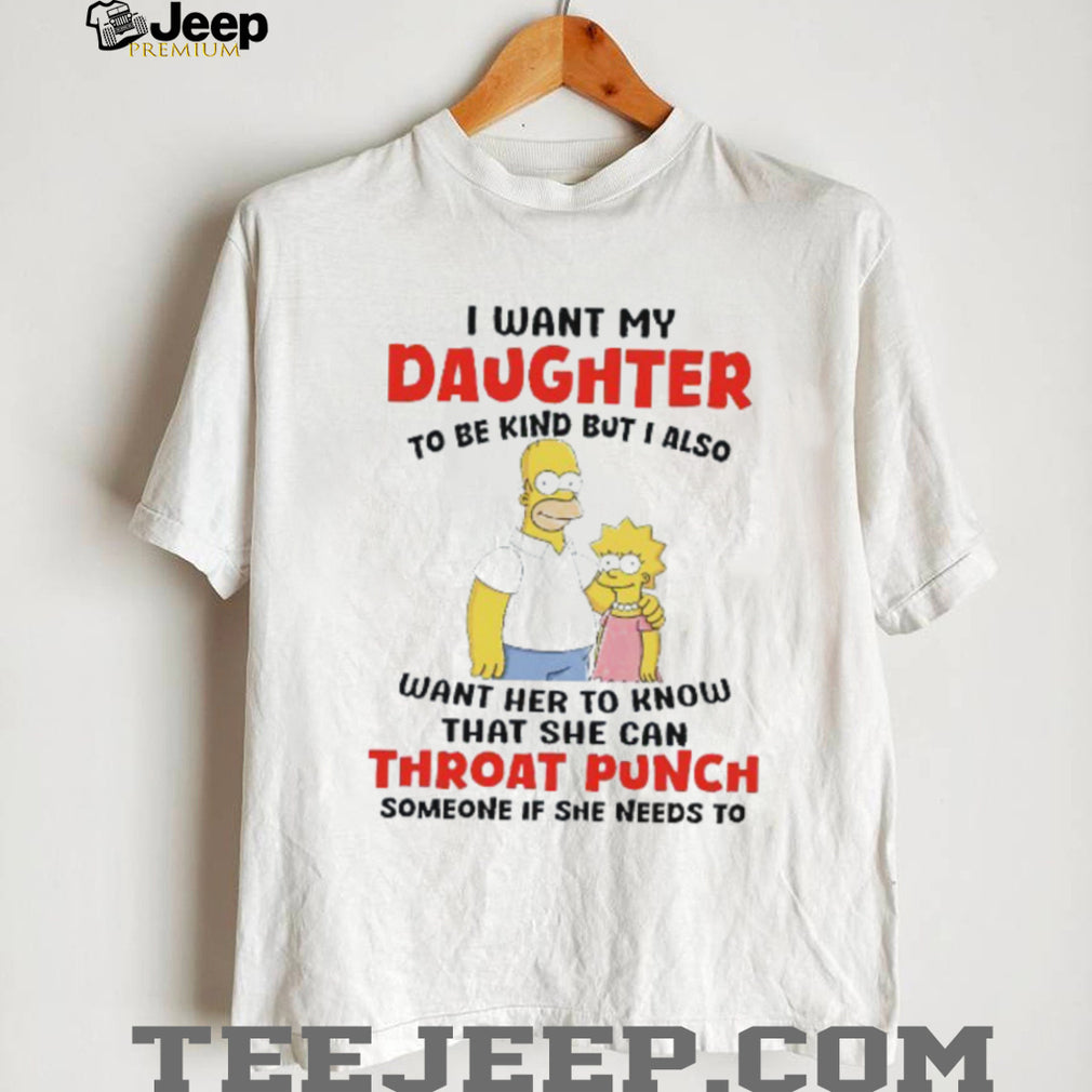 Funny Father Daughter Throat Punch Quote Cartoon T Shirt