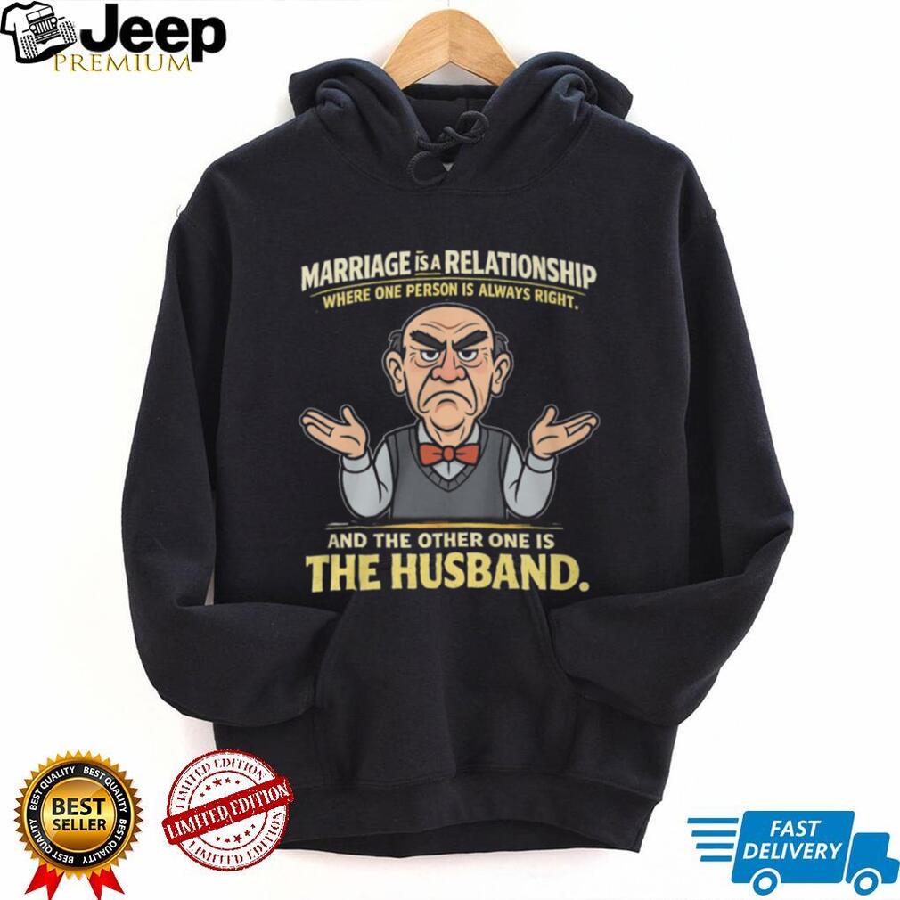 Funny Marriage Relationship Husband Always Wrong Cartoon T Shirt