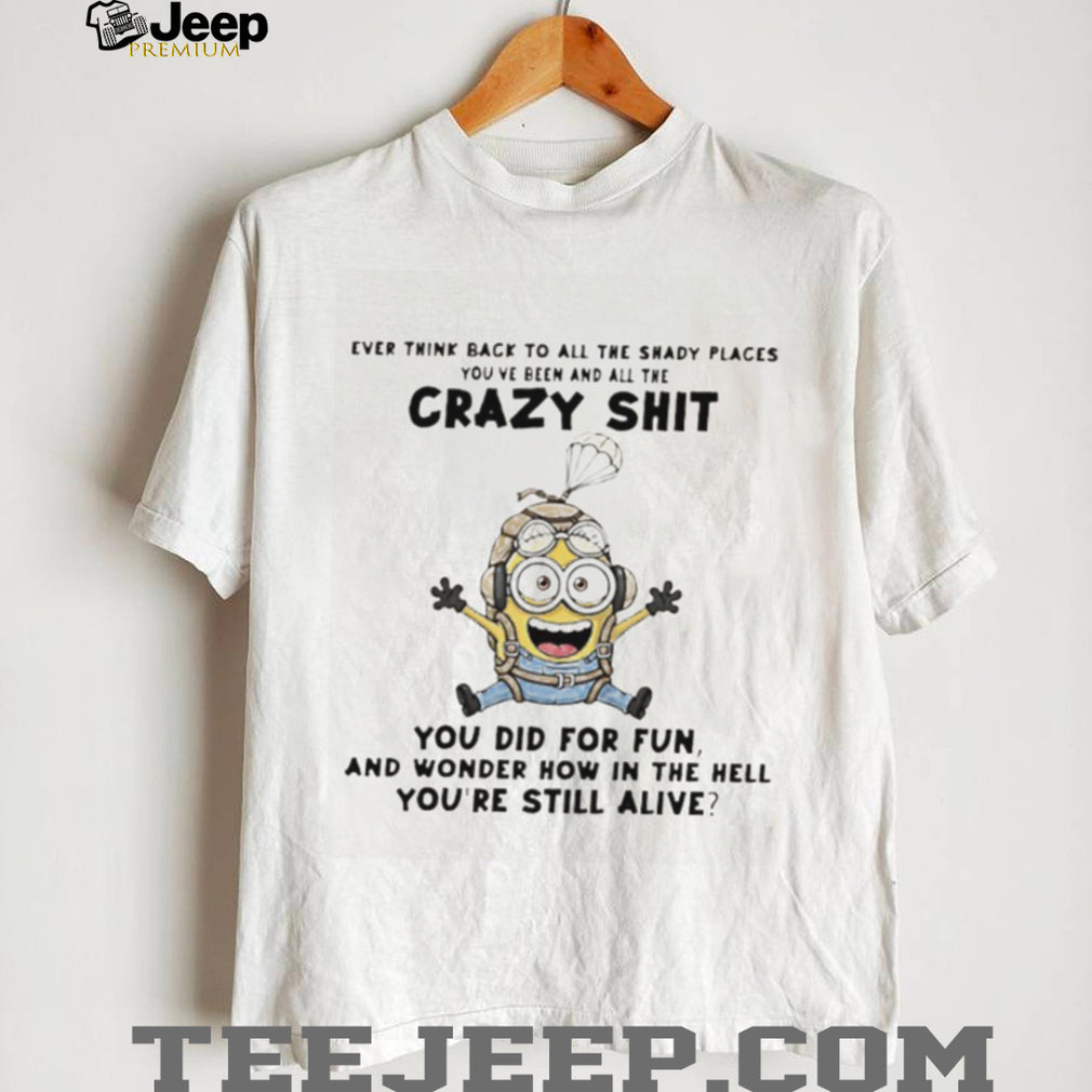 Funny Minion Skydiving Shady Places Crazy Stuff Graphic T Shirt
