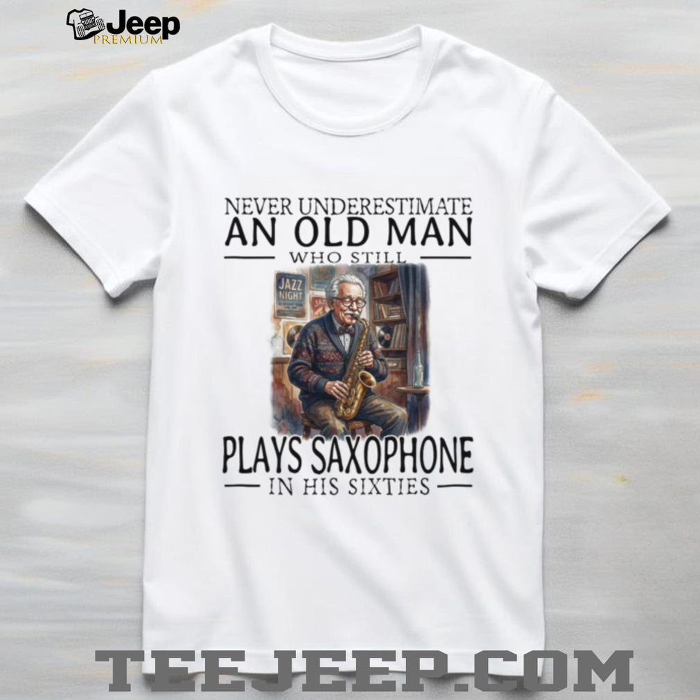 Funny Old Man Saxophone Player In His Sixties Shirt