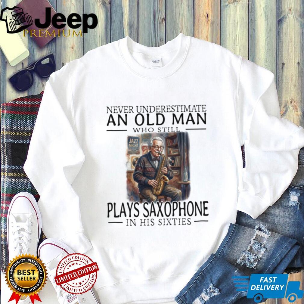 Funny Old Man Saxophone Player In His Sixties Shirt