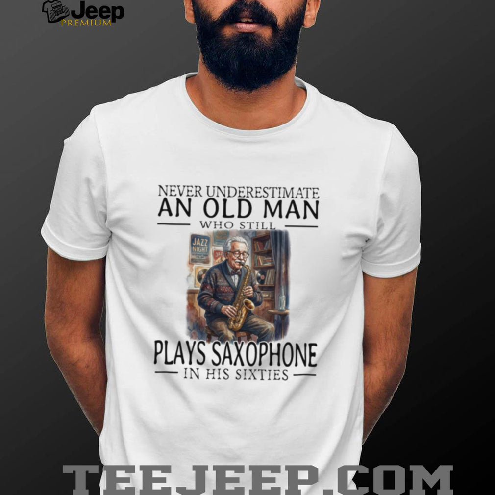 Funny Old Man Saxophone Player In His Sixties Shirt