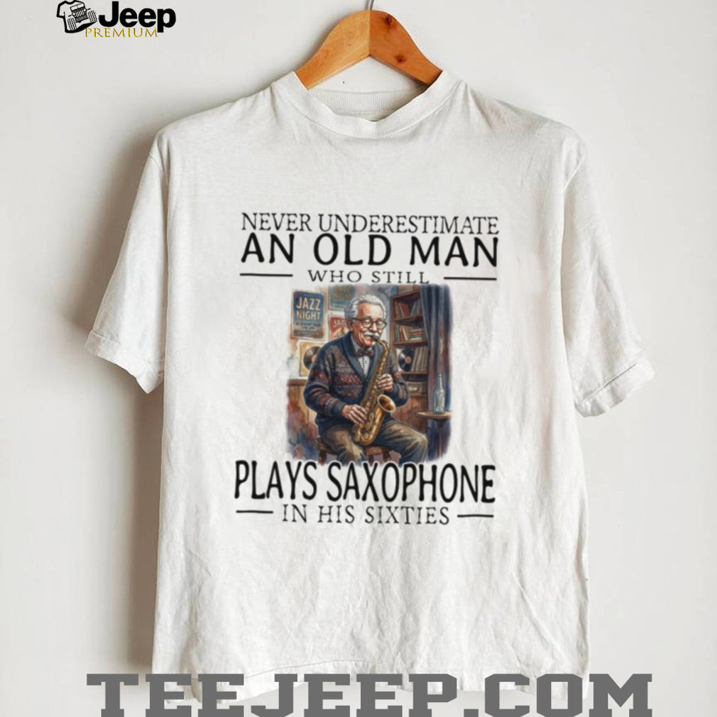 Funny Old Man Saxophone Player In His Sixties Shirt