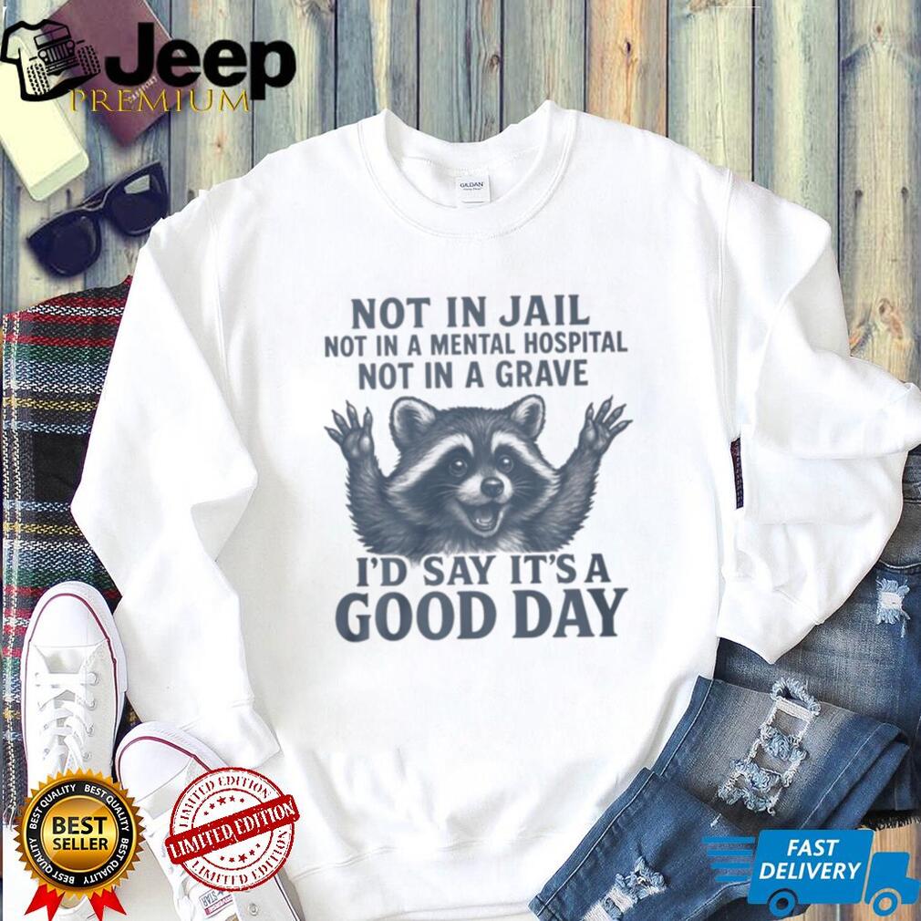 Funny Raccoon Not In Jail… Good Day Sarcastic Humor T Shirt