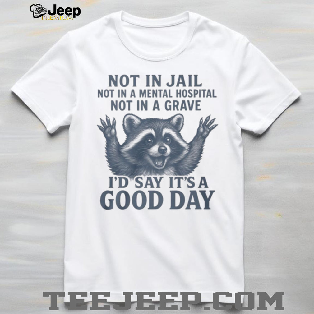 Funny Raccoon Not In Jail… Good Day Sarcastic Humor T Shirt