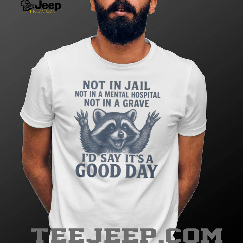 Funny Raccoon Not In Jail… Good Day Sarcastic Humor T Shirt