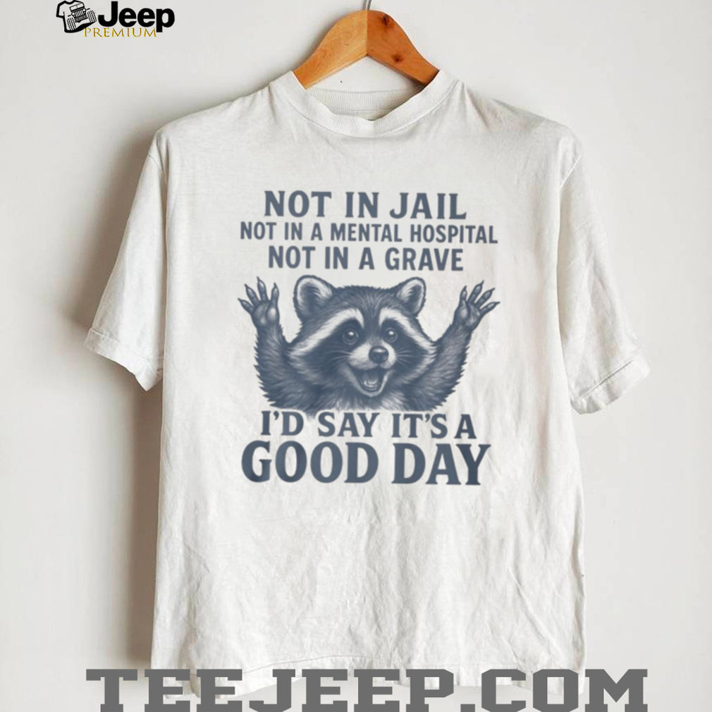 Funny Raccoon Not In Jail… Good Day Sarcastic Humor T Shirt