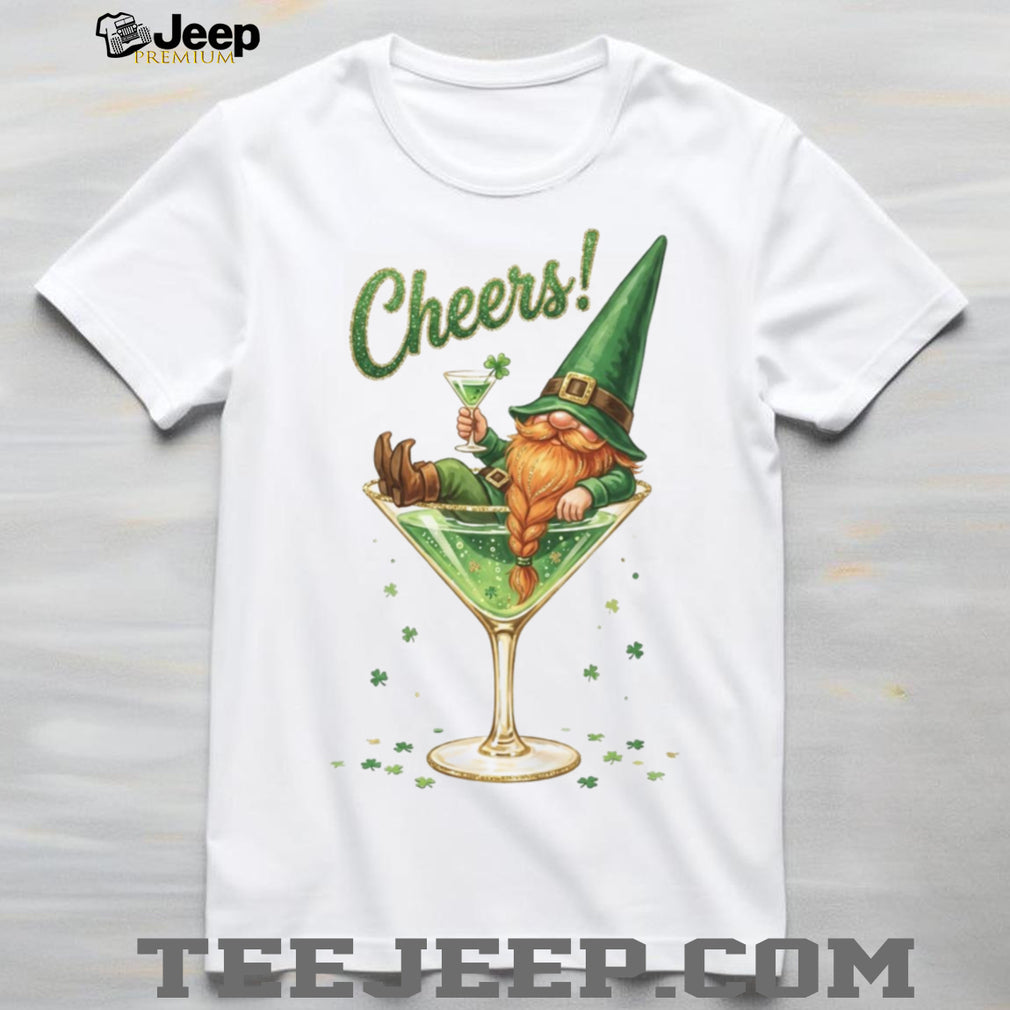 Funny St. Patrick’s Day Gnome in Martini Glass “Cheers” T Shirt