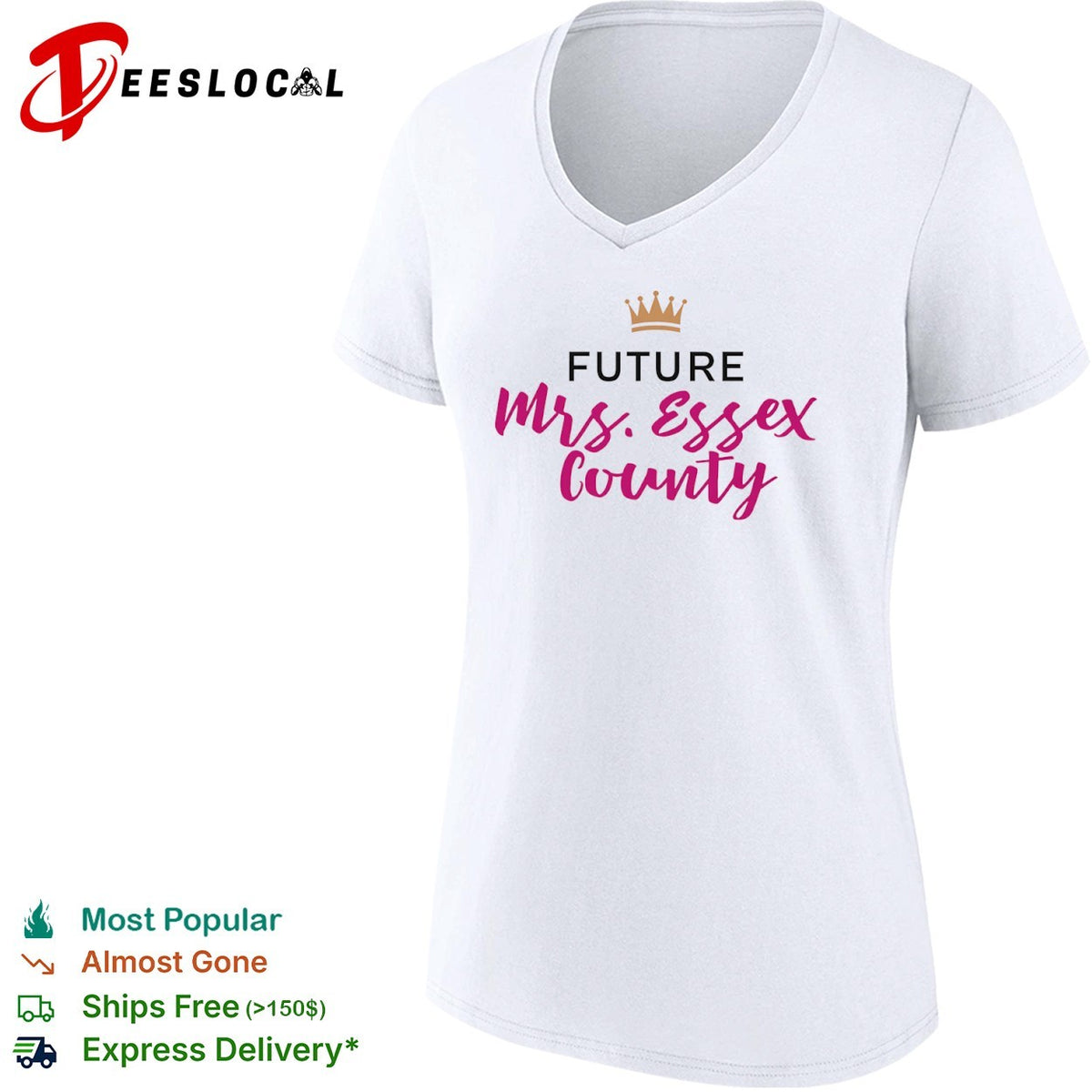 Future Mrs Essex County Crown Logo for Engagement Party and Wedding Anniversary shirt