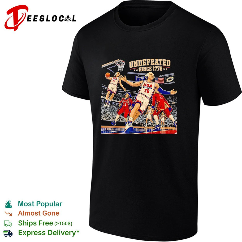 GW USA Basketball undefeated since 1776 dunk action patriotic art shirt