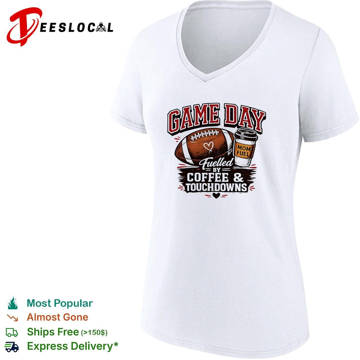 Game day fuelled by coffee and touchdowns mom fuel football shirt