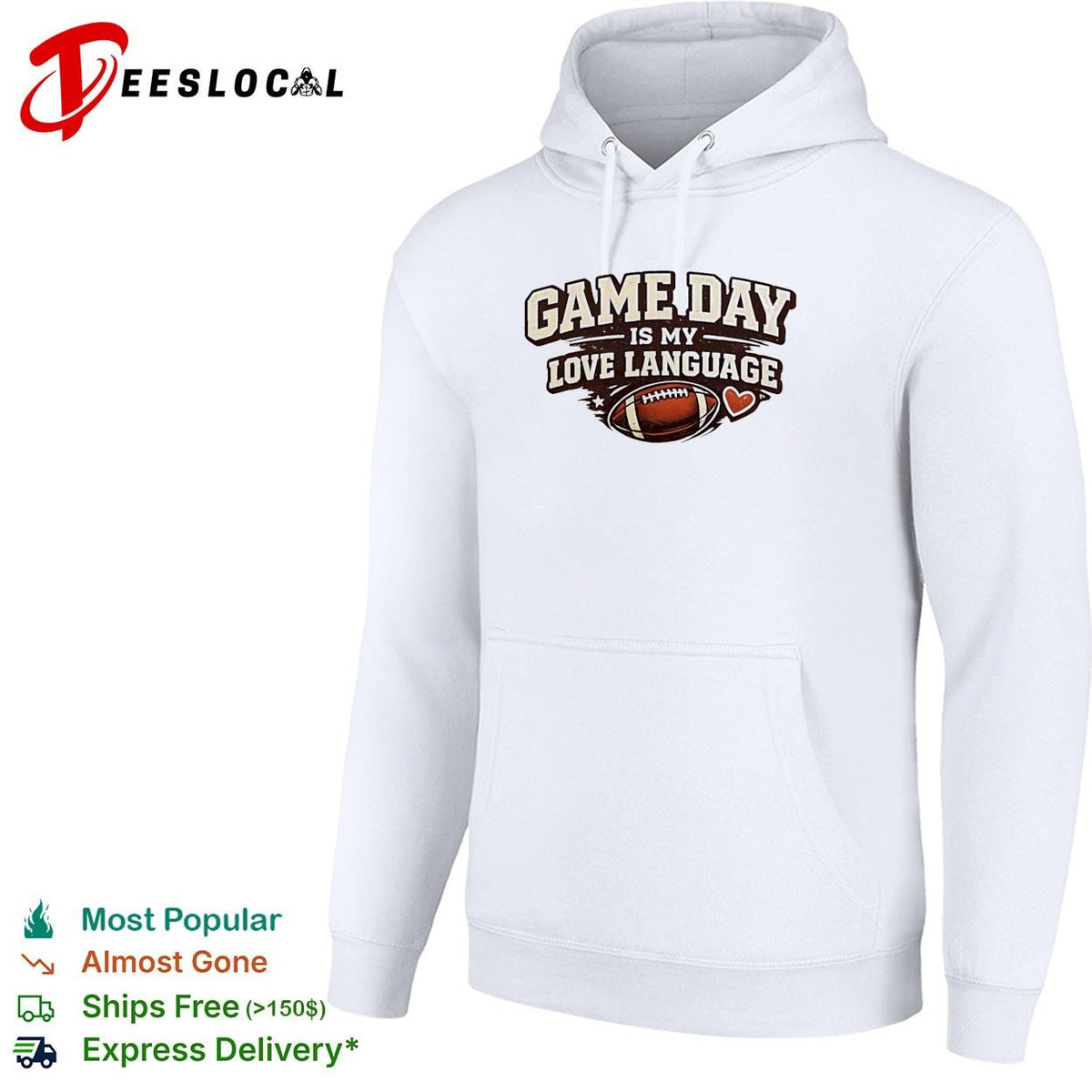 Game day is my love language football helmet and heart bold text graphic shirt