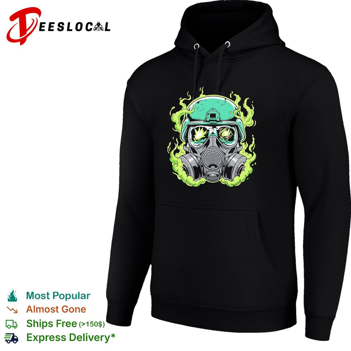 Gas mask soldier with green smoke and explosion goggles illustration graphic shirt