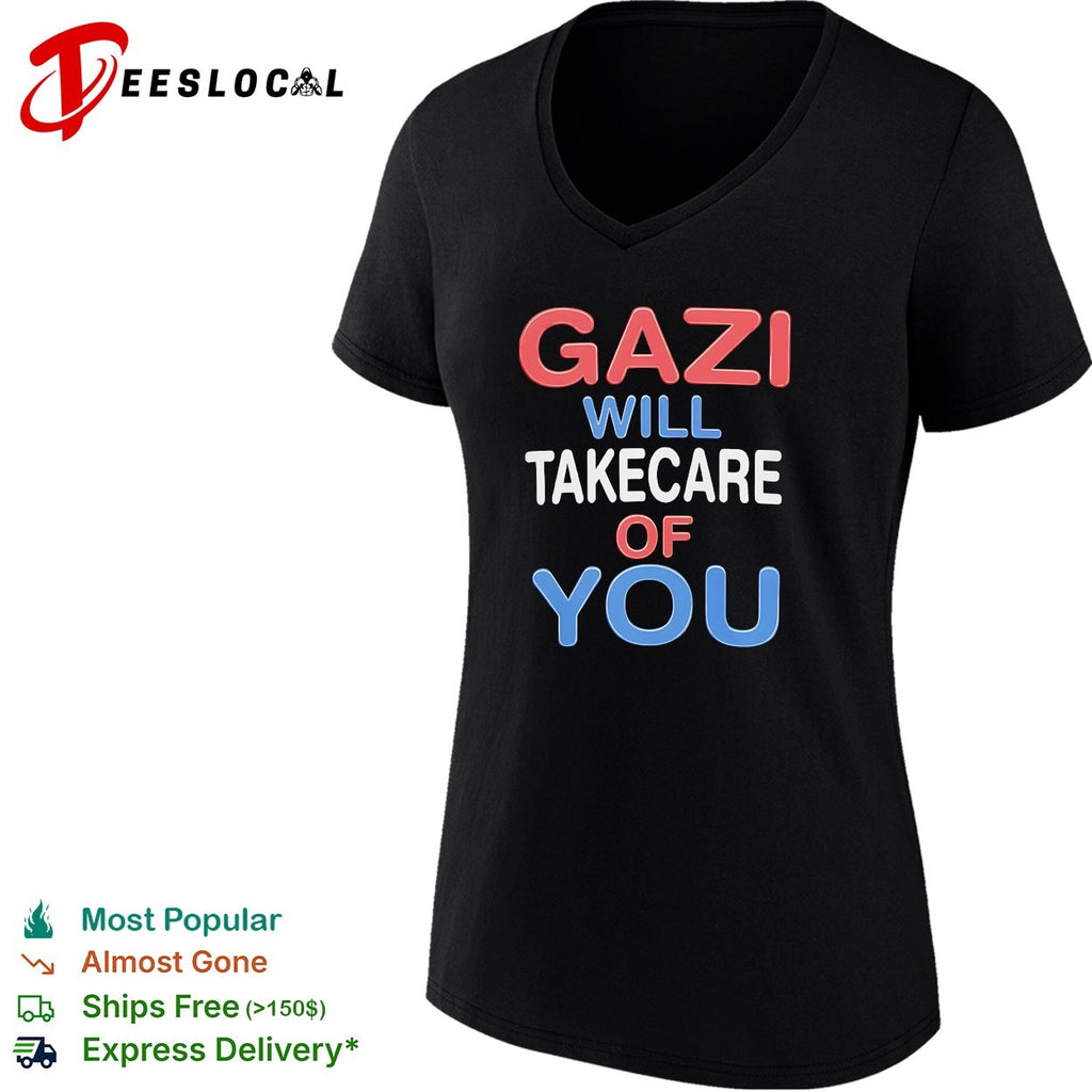 Gazi will take care of you bold stacked patriotic text shirt
