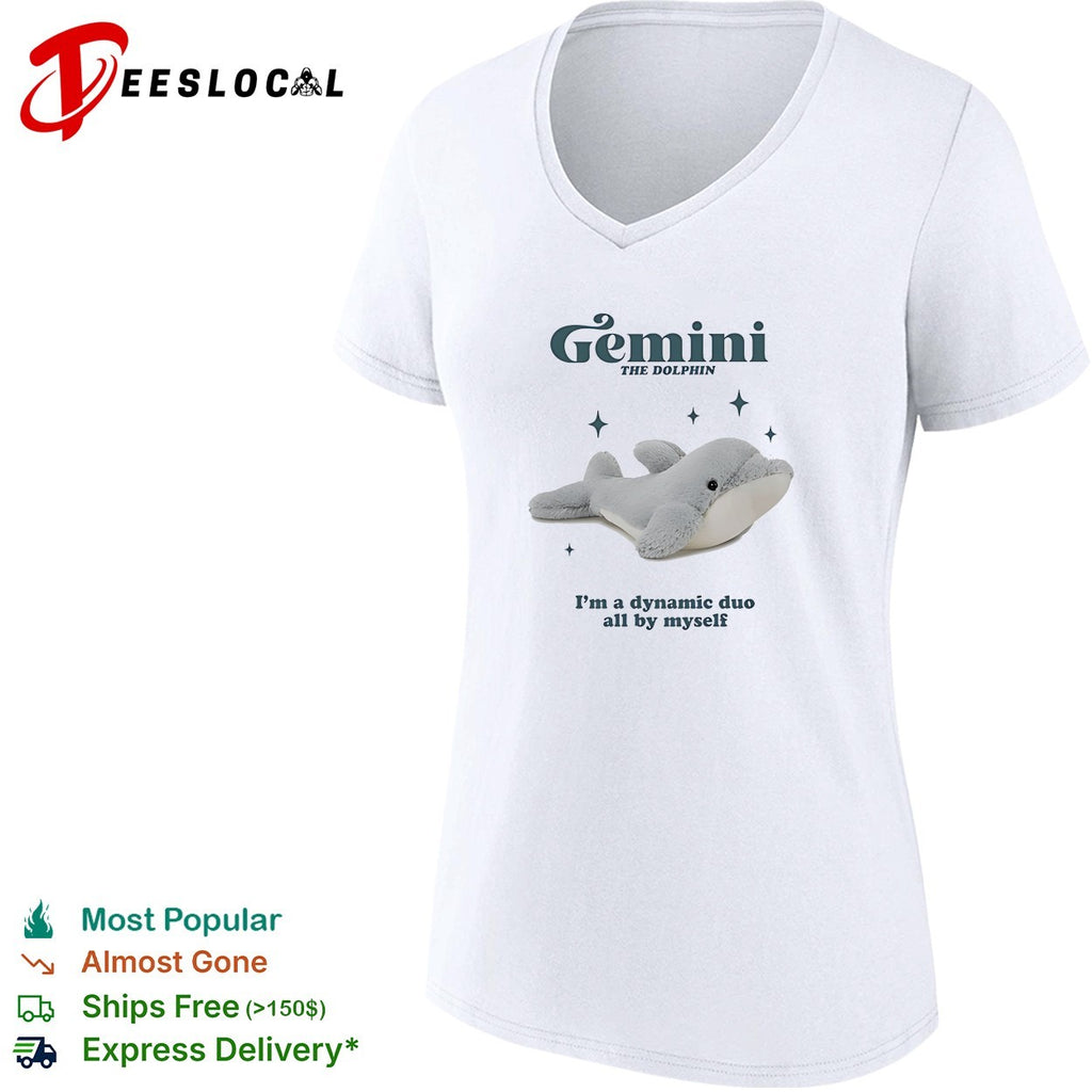Gemini the Dolphin Im a dynamic duo all by myself zodiac astrology novelty shirt