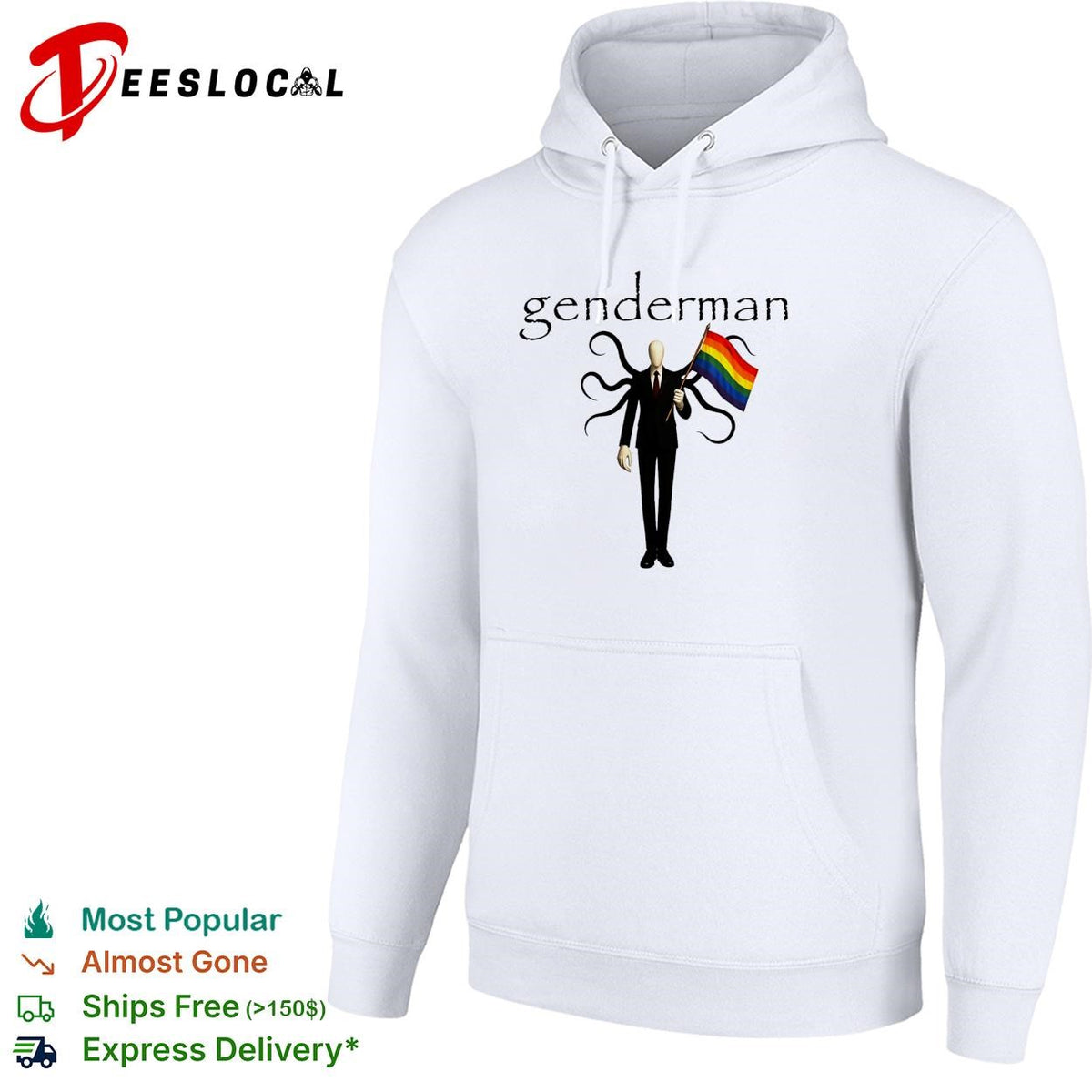 Genderman holding LGBT flag gay shirt