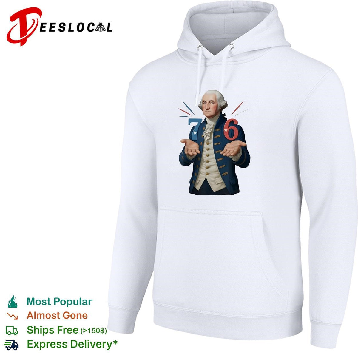 George Washington 76 bicentennial caricature with jazz hands illustration shirt