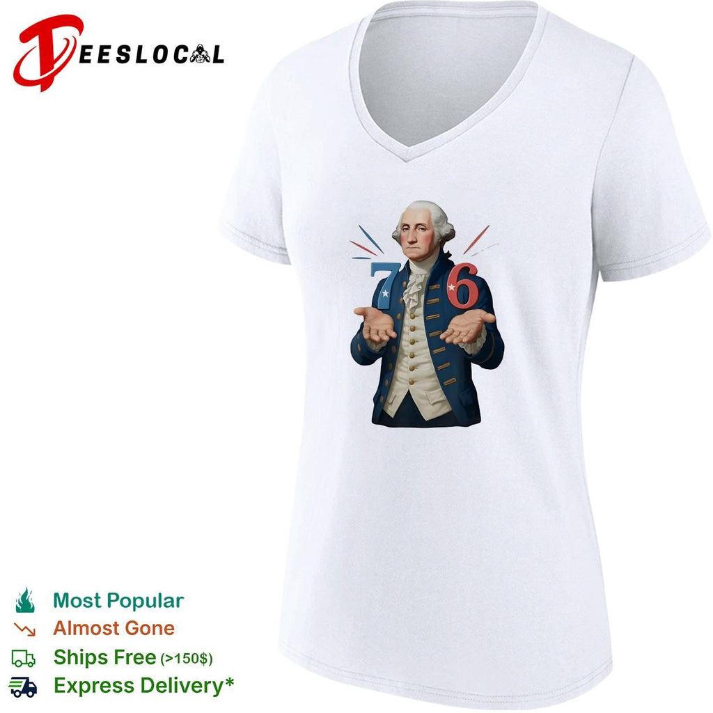George Washington 76 bicentennial caricature with jazz hands illustration shirt
