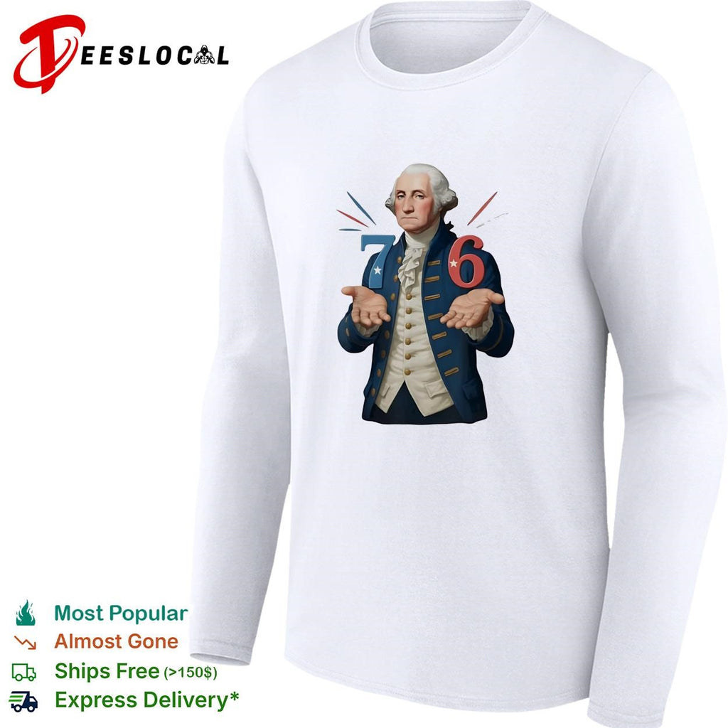 George Washington 76 bicentennial caricature with jazz hands illustration shirt