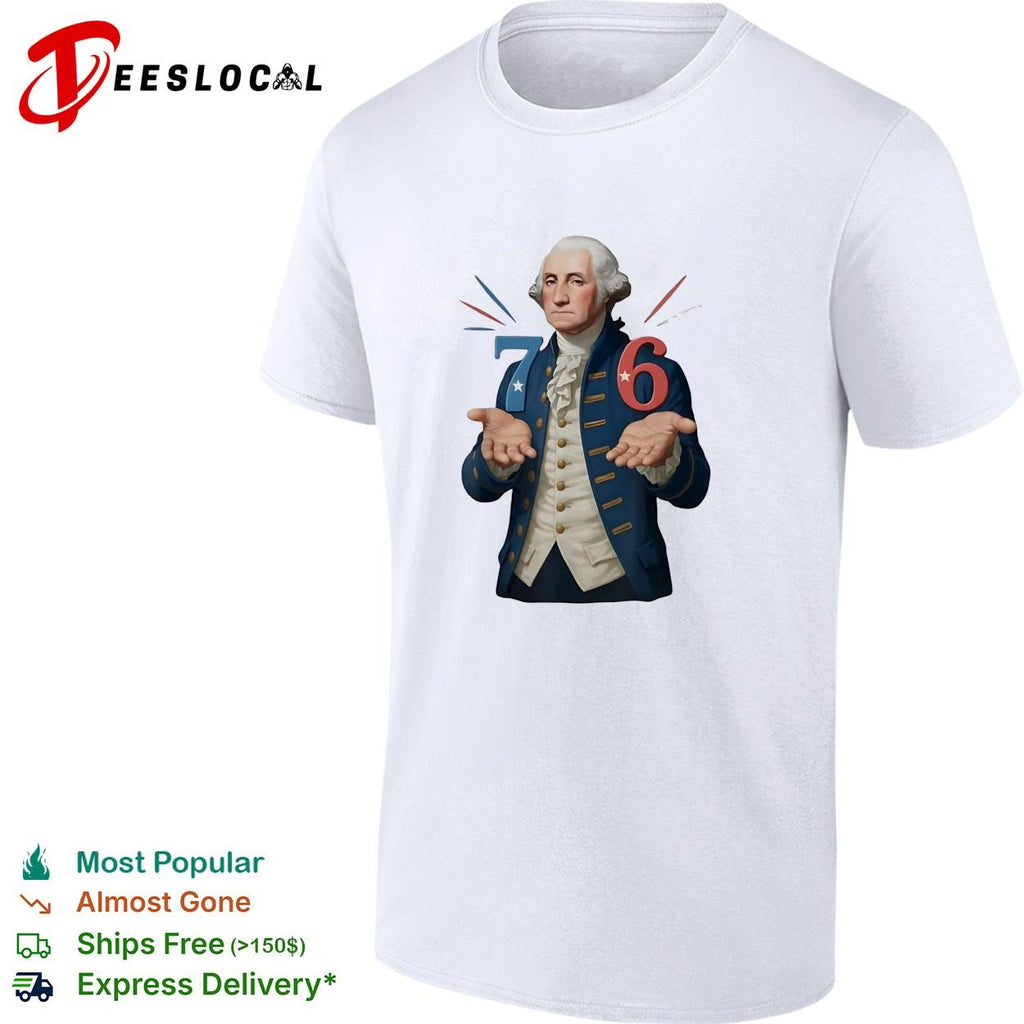 George Washington 76 bicentennial caricature with jazz hands illustration shirt