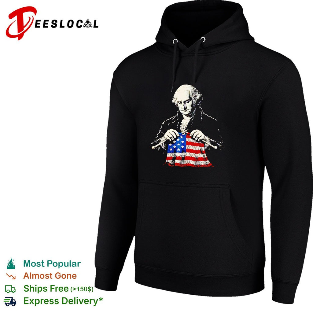 George Washington knitting American flag patriotic artwork shirt