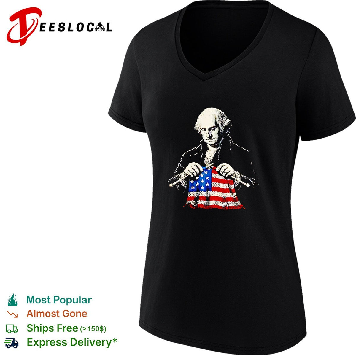 George Washington knitting American flag patriotic artwork shirt