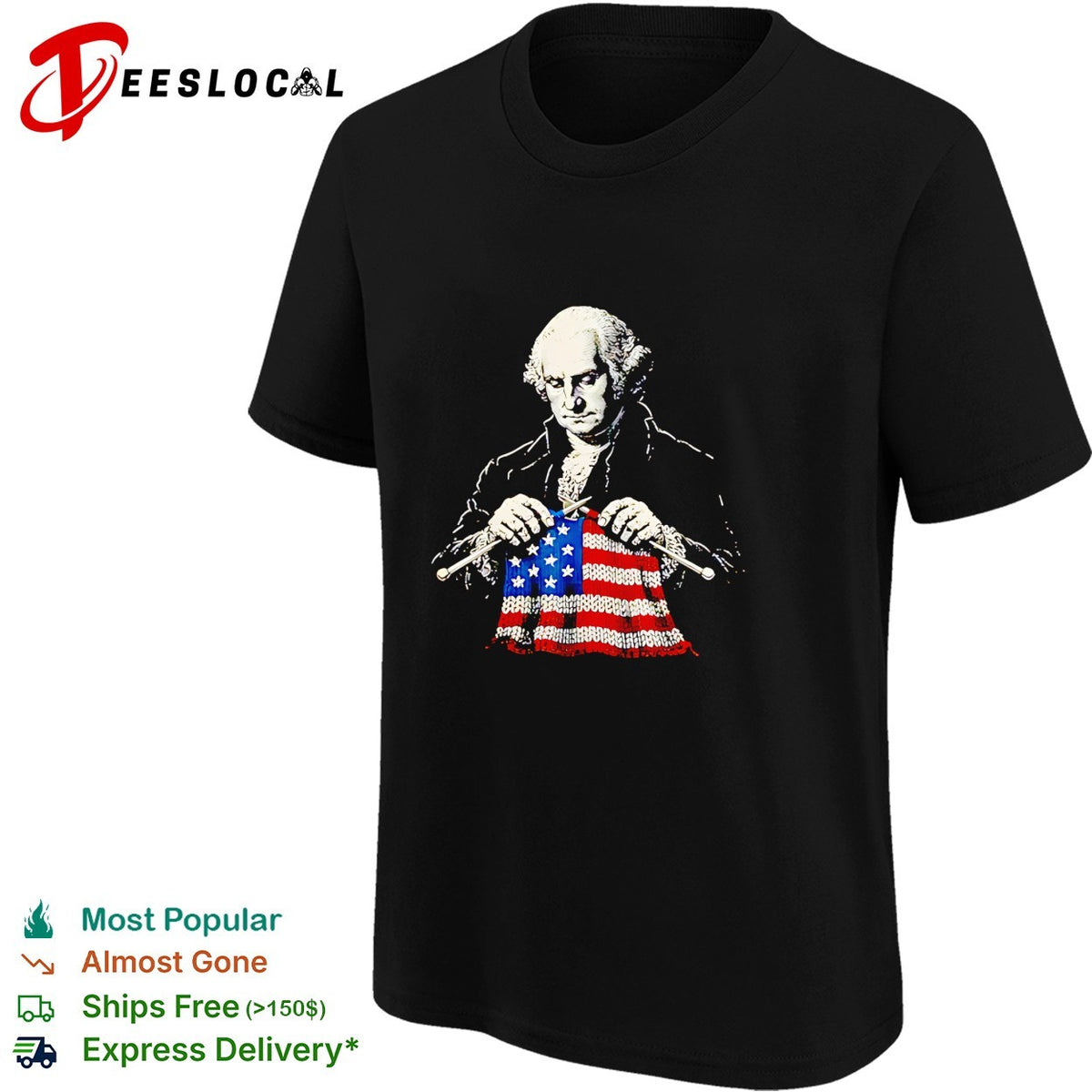 George Washington knitting American flag patriotic artwork shirt