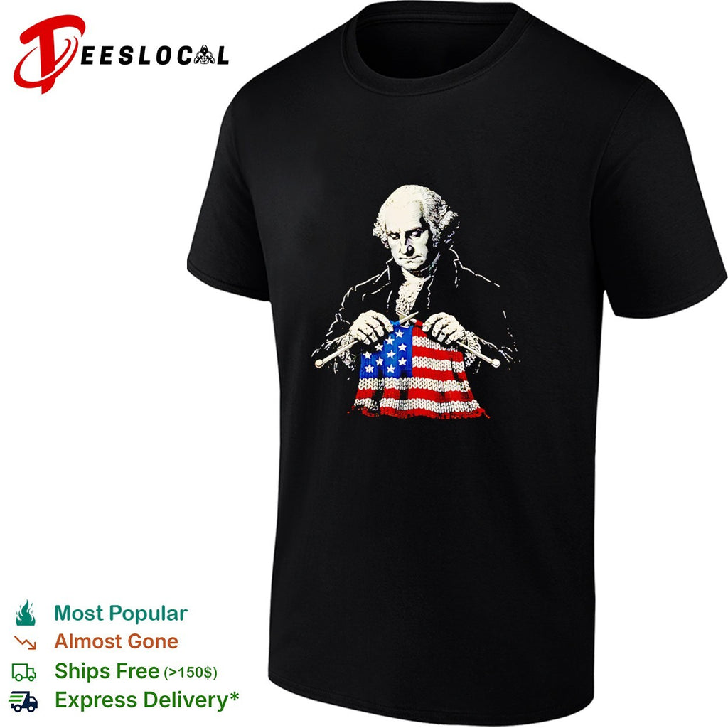 George Washington knitting American flag patriotic artwork shirt