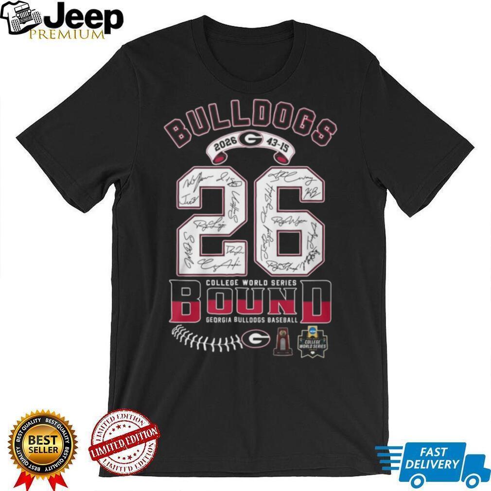 Georgia Bulldogs Baseball College World Series 2026 Bound Team Autograph Edition Shirt