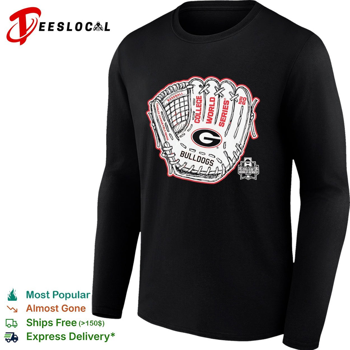 Georgia Bulldogs Baseball College World Series 2026 Charles Schwab Field Omaha shirt