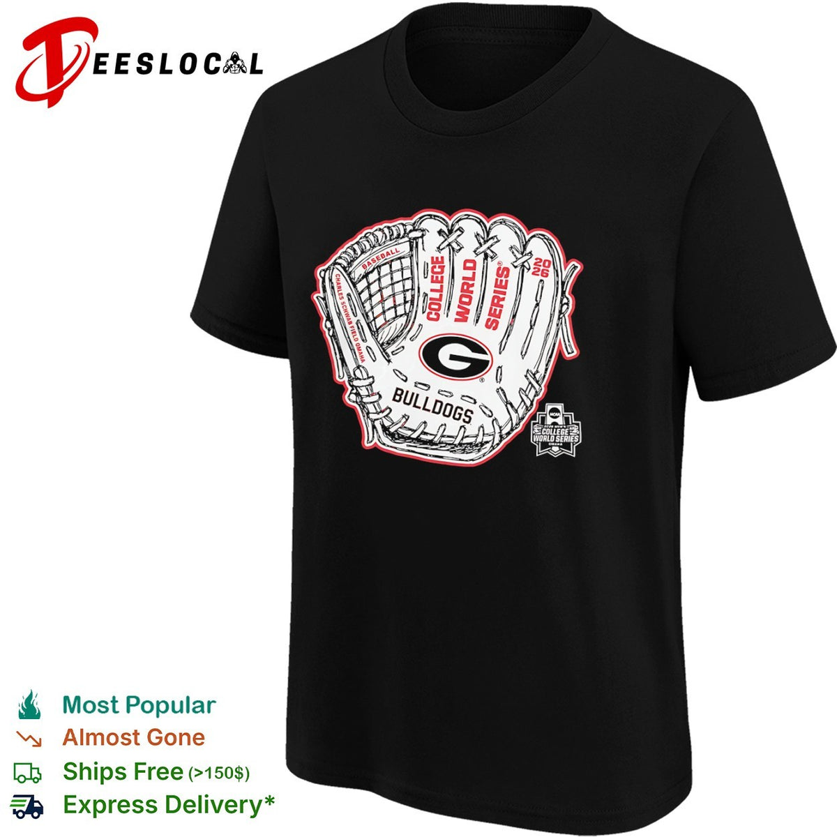 Georgia Bulldogs Baseball College World Series 2026 Charles Schwab Field Omaha shirt