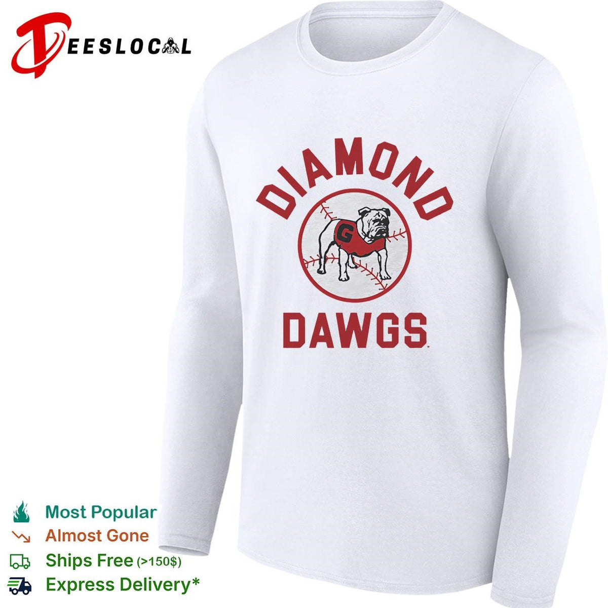 Georgia Bulldogs Diamond Dawgs baseball circle logo shirt