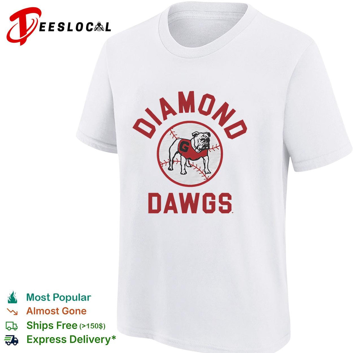 Georgia Bulldogs Diamond Dawgs baseball circle logo shirt