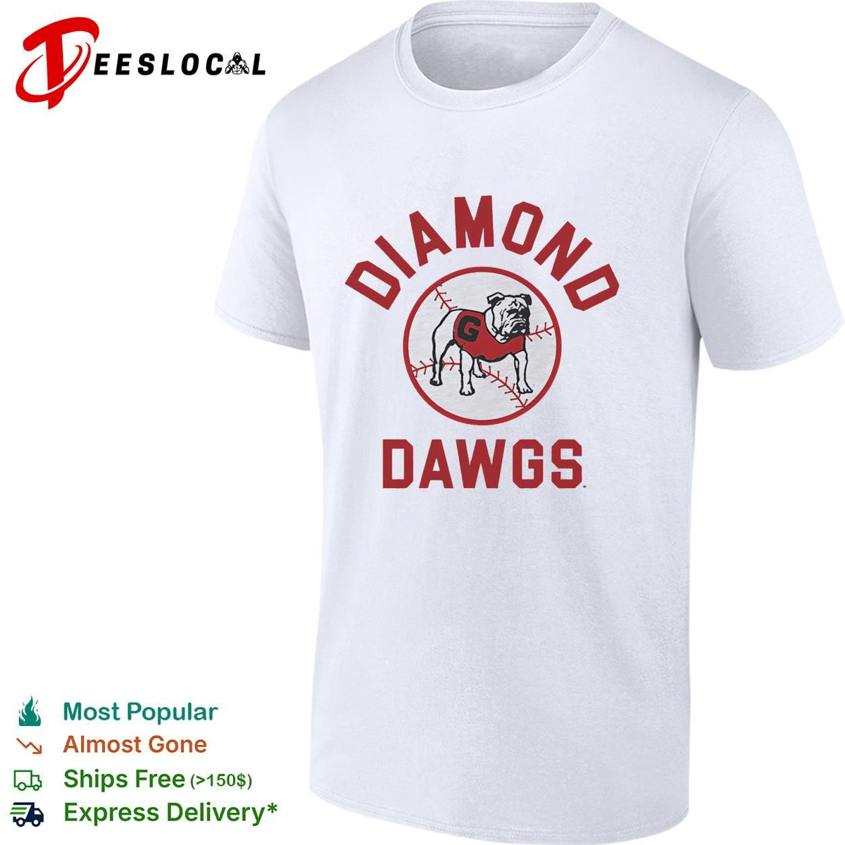 Georgia Bulldogs Diamond Dawgs baseball circle logo shirt